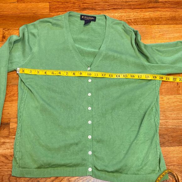 Brooks Brothers Women’s XL Silk Cotton Green Button Long Sleeve Cardigan Preppy - Picture 5 of 10